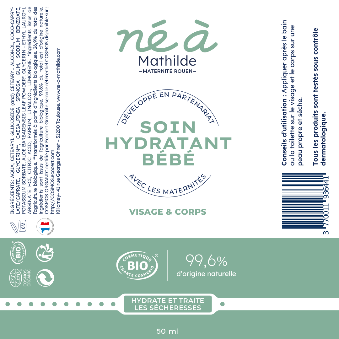 Soin hydratant bébé Né à Mathilde - visage et corps - 50 ml